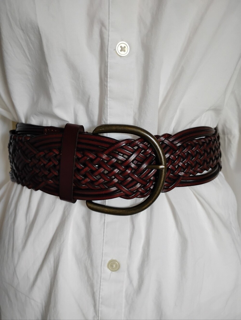 Woven Braided Bonded Leather Belt Brown Wide All Seasons Classic Bohemian